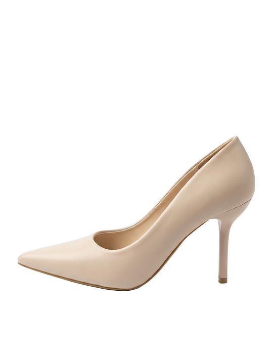 Pantofi cu toc din lac Bej G396-bej
