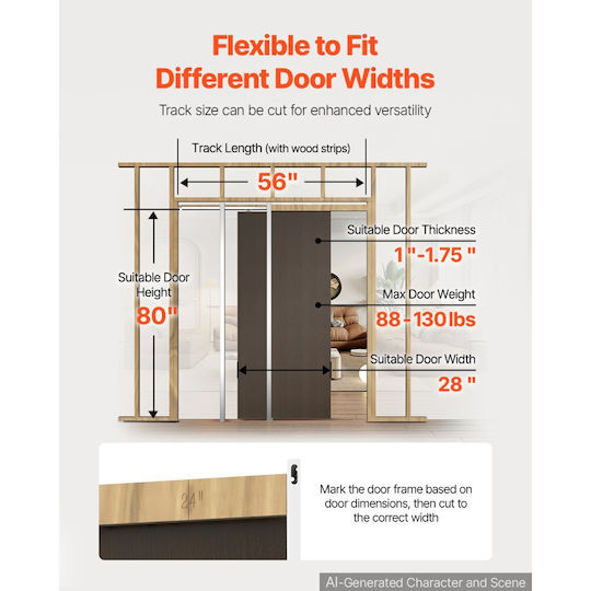 Vevor Sliding Door Mechanism 142.24 cm Brown