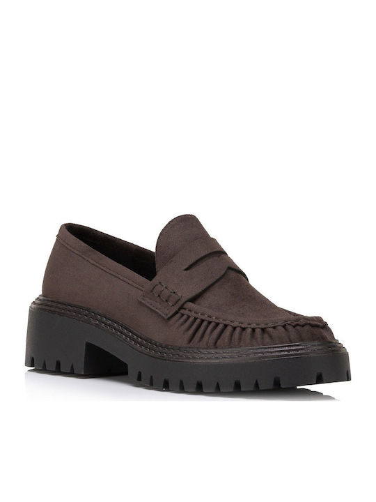 Damen-Loafer aus Wildleder in Braun