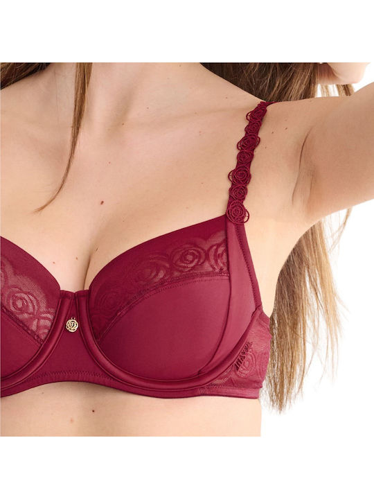 Burgundy Bra without Padding with Underwire