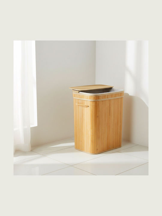 Relaxdays Bamboo Laundry Basket 72 L with Lid 60x40x30 cm White