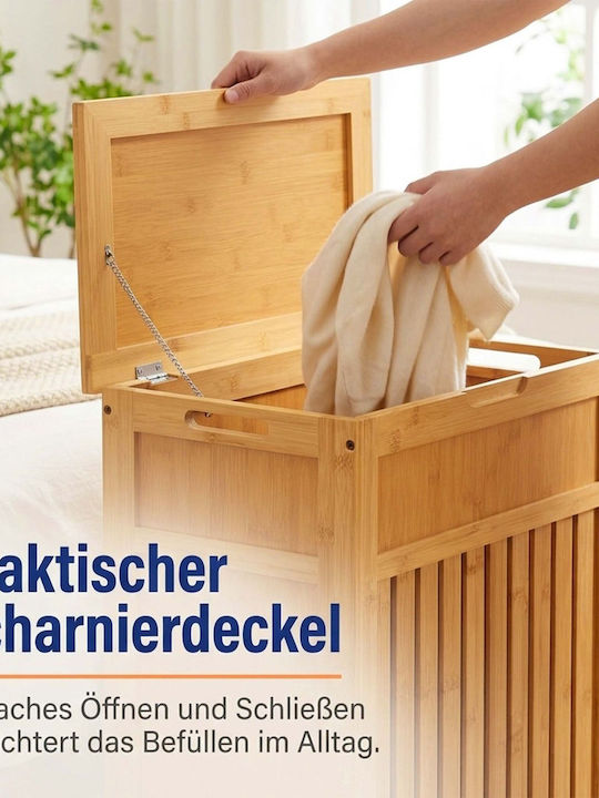 Relaxdays Bamboo Laundry Basket 80 L with Lid Beige
