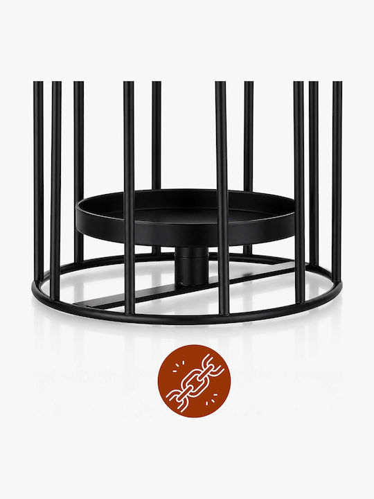 Relaxdays Set de Sfeșnice Metalice Negre 11 cm, 2 Buc.