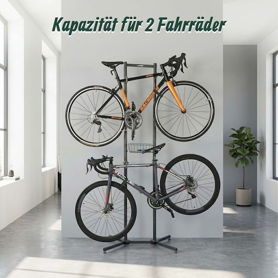 Relaxdays Bicycle Stand Basket Adjustable Black-grey 210x75x61 Cm
