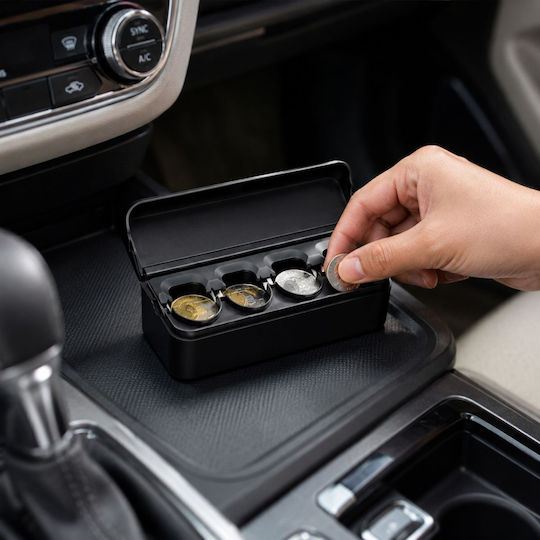 Portmoneu Auto pentru Monede cu 4 Compartimente pentru Taxe de Drum și Parcare Negru W16903