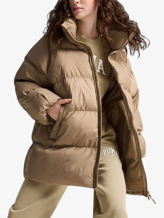 Дамско зимно Puffer яке Beige