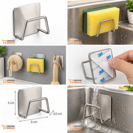 Suport pentru Burete din Oțel Inoxidabil Gri 5x3.5cm
