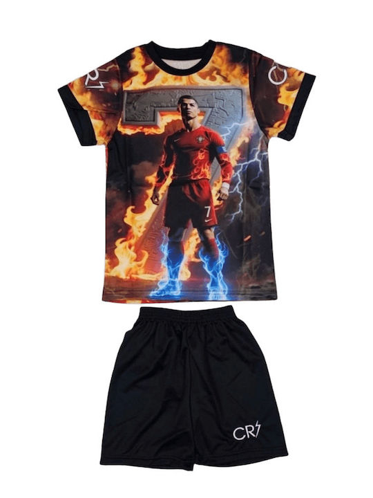 Set de Fotbal pentru Copii Cr7 Echipamentul Naționalei Portugaliei Special Fire Edition Balón De Oro Negru Unisex pentru Copii Ab202