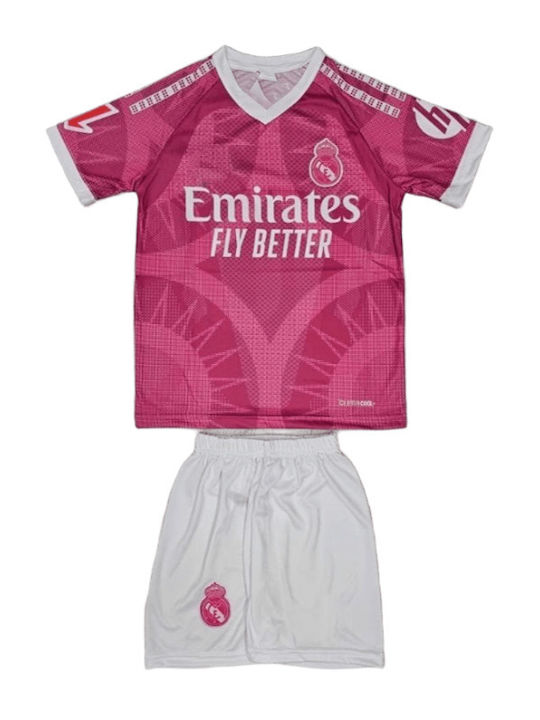 Set de Fotbal pentru Copii Mbappe Real Madrid 2026-2027 Al Treilea Echipament Roz Balón De Oro Unisex pentru Copii Ab213