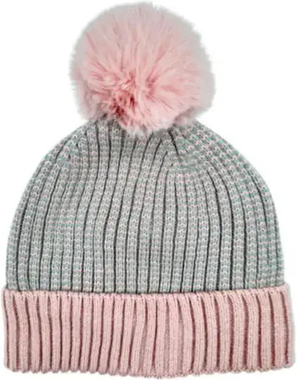 Women's Set with Knitted Beanie in Pink