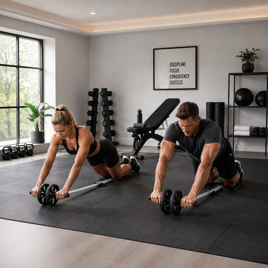 Relaxdays Bauchmuskeltrainer mit Unterstützungband und Knieunterlage