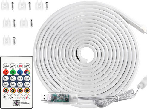 Smart LED TV Strip USB 5V RGB Light 5m Neon Flex with Power Supply & Remote Control