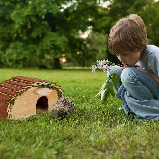 Relaxdays Hedgehog House Straw Metal Frame Brown-green 40 X 30 X 25 Cm