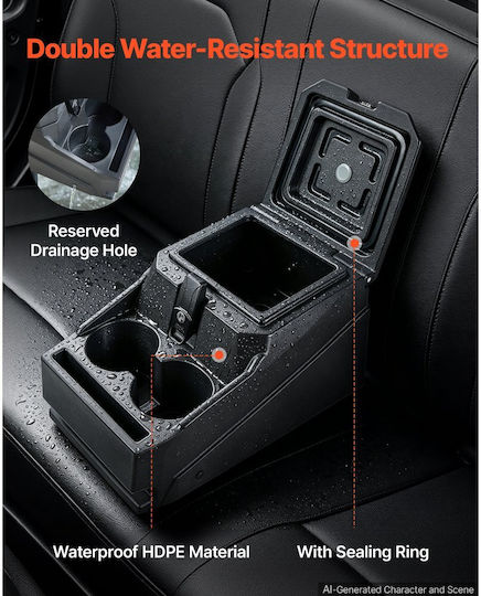 Vevor UTV Center Console Storage Box Lockable Armrest Organizer Tool Holder HDPE Cup Holder Phone Mount Compatible with Polaris Ranger & Can-Am Defender 2017-2026