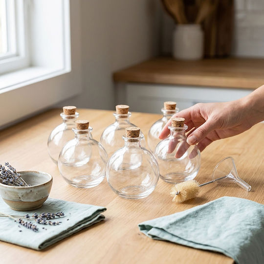Set 6 Glass Bottles Relaxdays Stopper Transparent Light Brown 6x