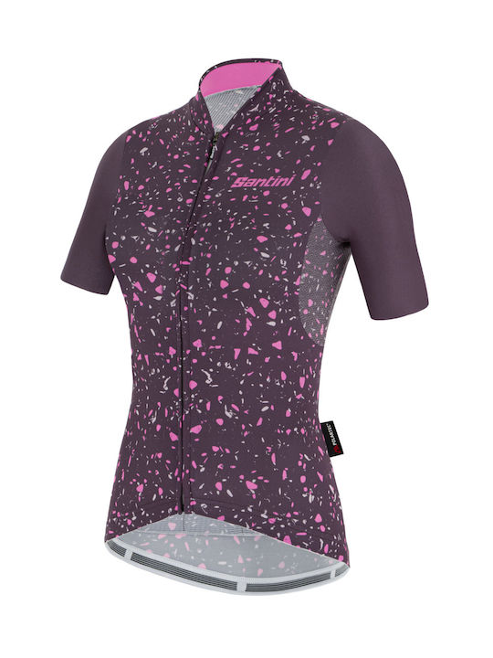 Santini Tricou de Ciclism Mov cu Mâneci Scurte pentru Femei