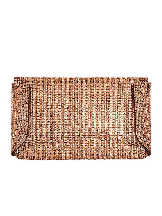 Geantă De Mână Plic Strass Bronz