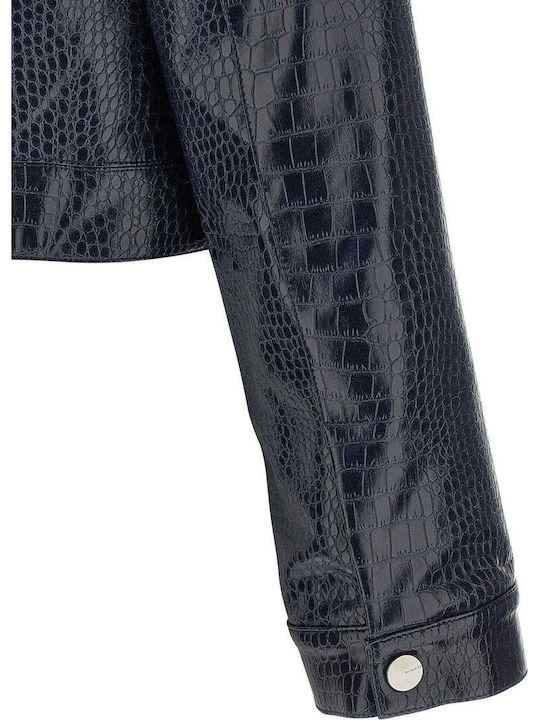 Дамско кожено байкър яке Dark Blue