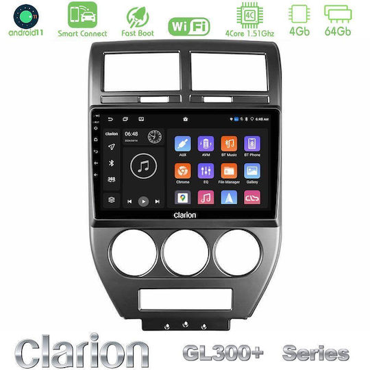 Clarion Auto-Audiosystem für Jeep Kompass / Patriot 2007-2008 (Bluetooth/USB/AUX/WiFi/GPS/Apple-Carplay/Android-Auto) mit Touchscreen 10"
