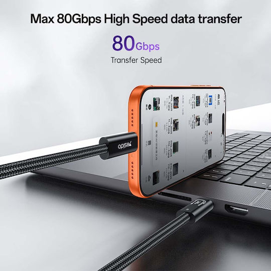 Yesido Видео Кабел USB-C мъжки — Thunderbolt 5 240 W Черен 1 m