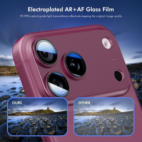 Iphone 18 Pro Enkay Anti-reflection Camera Lens Frosted Armor Aluminium Alloy Tempered Glass Film Light Blue