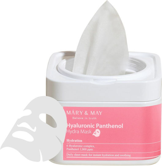 Mary&may Hyaluronic Panthenol Hydra Μάσκα Προσώπου 30τμχ
