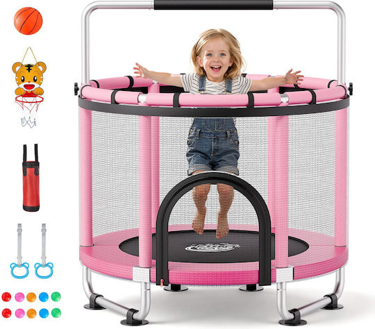 Vevor Kids Trampoline, 142 cm Diameter, with Safety Net, Pink