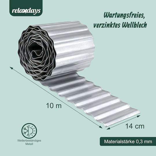 Relaxdays Bordură de Grădină Gri 1 m x 10 cm
