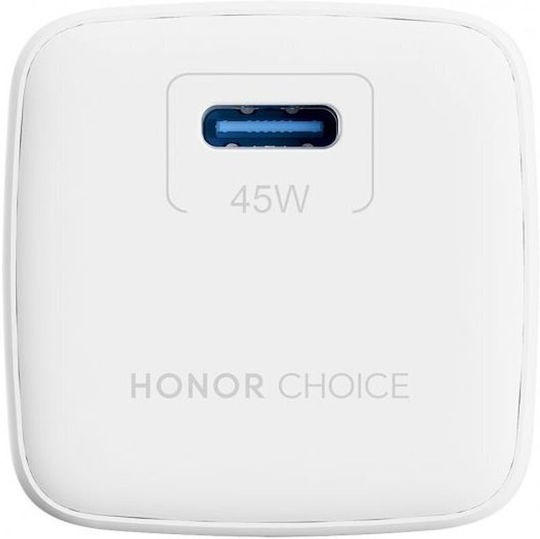 Honor Încărcător cu Port USB-C și Cablu USB-C - USB-C 45W Power Delivery Alb (CP045E)