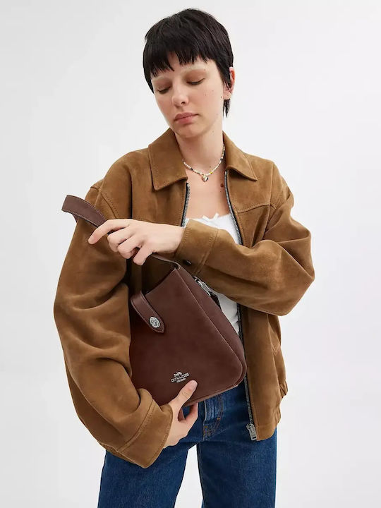 Hadley Convertible Дамска кожена чанта за през рамо/за рамо Suede Златна