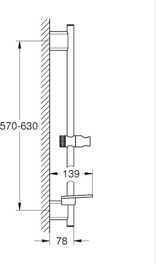 Grohe 266022430 Feste Duschstange 630 Mm 78 Mm Universal Verstellbare Wandhalterung für Handbrause ABS-Duschstange Schwarz
