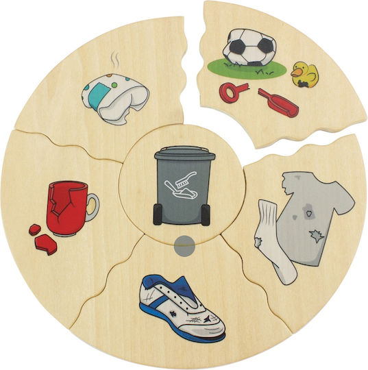 Puzzle din Lemn pentru Copii Humanico Sortarea Deșeurilor 30 de Piese Beleduc