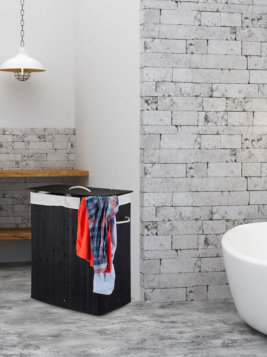 Relaxdays Bamboo Laundry Basket 80 L 60x40x30cm Black