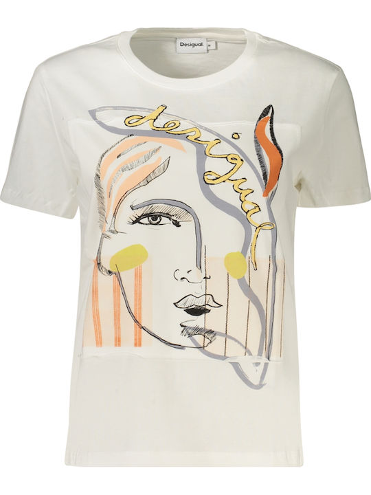 Bluza Damă Bumbac Mâneci Scurte Alb