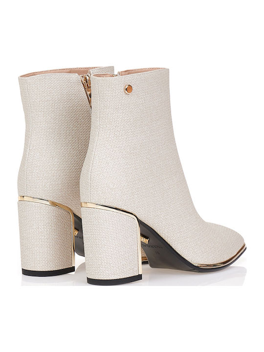 Damen-Stiefeletten mit Hohem Absatz Beige