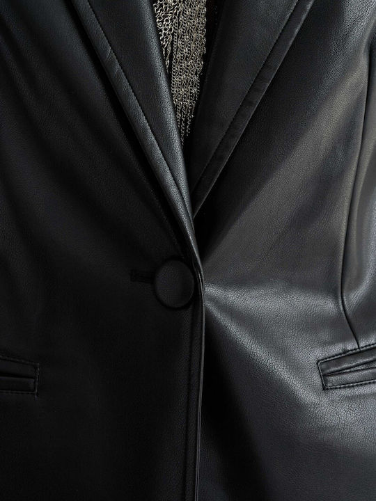 attrattivo Damen-Lederjacke Schwarz