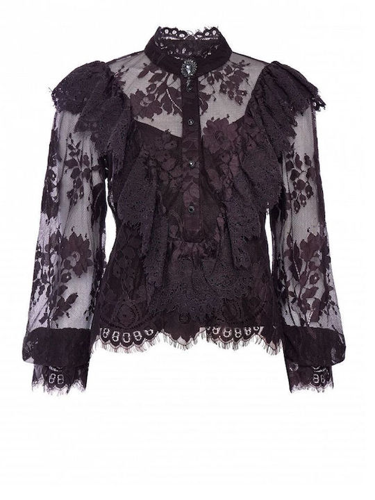 Women's Long Sleeve Brown Blouse