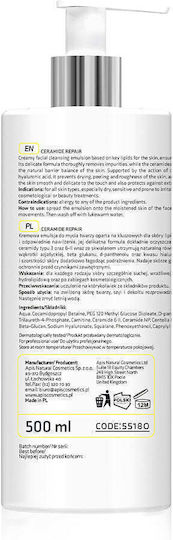 Apis Natural Cosmetics Ceramide Repair Facial Cleansing Emulsion with Antioxidant and Redness Reduction Action 500ml