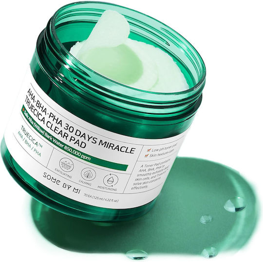 Some By Mi Aha Bha Pha Days Miracle Truecica Pads de Curățare a Feței pentru Controlul Sebumului și Acțiune Calmanta 70 Bucăți