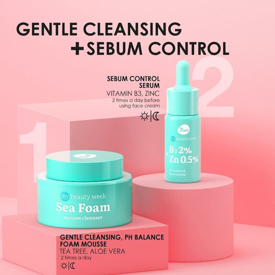 7DAYS MB Sea Foam Gesichtsreiniger Formulierung mit Feuchtigkeitsspendend und Reduzierung von Rötungen 50ml