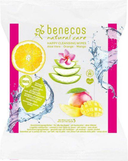 Benecos Happy Cleansing Wipes Makeup Remover Face Against Imperfections & Antioxidant Action 25 Pieces