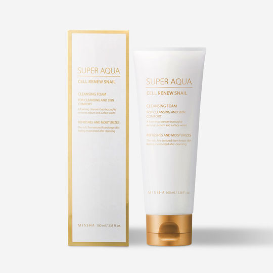 Missha Super Aqua Cell Renew Snail Αφρός Καθαρισμού Προσώπου με Ενυδατική & Έλεγχο λιπαρότητας δράση 100ml