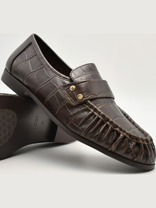 Loafers de damă din piele, de culoare maro