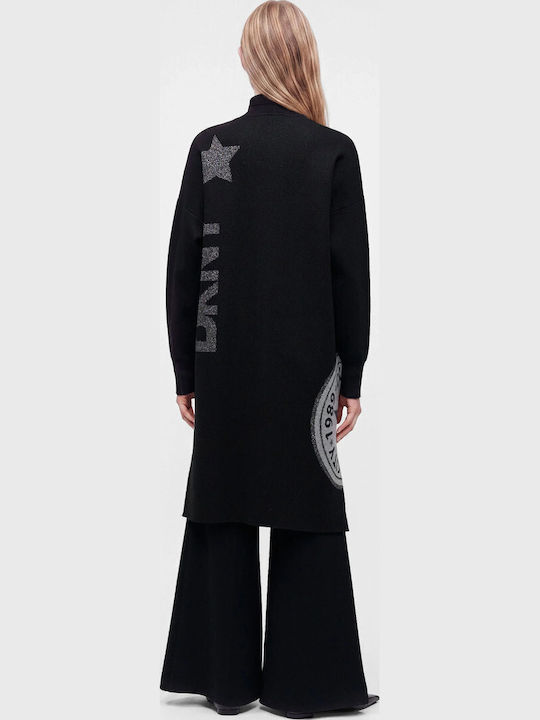Long Women's Knitted Cardigan Black