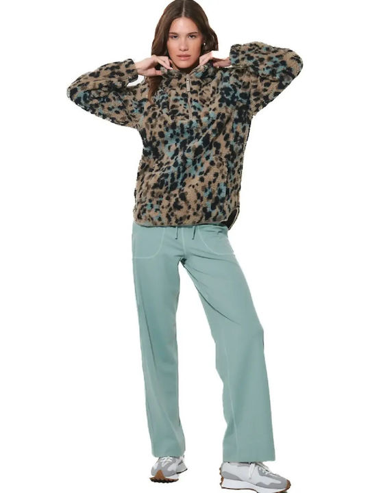 Γυναικεία Μπλούζα Sherpa Αμάνικη Animal Print Καφέ