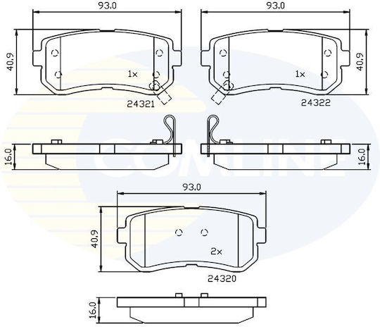 Накладки Задни Hyundai Accent Kona I20 I30 Ix20 Ix35 Kia Cee'd Picanto Pro Cee'd Rio Sportage Cbp32016 Comline 583021ga00 Cbp32016-10267