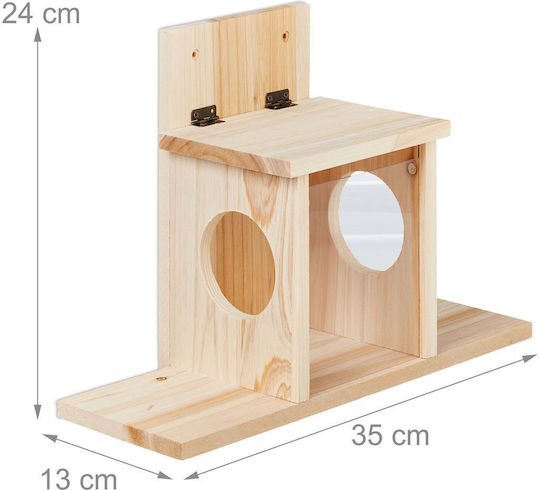 Squirrel Feeding House Relaxdays 10048786 Pine Wood Kit 2 Entrances Plastic Plate Natural 24 X 35 X 13 Cm