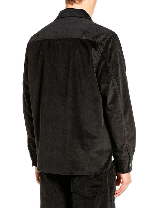 Replay Long Sleeve Corduroy Overshirt in Regular Fit Black