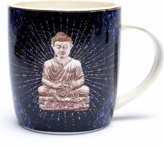 Κούπα Πορσελάνη Σουρωτήρι Σχέδιο Buddha Blue 400ml