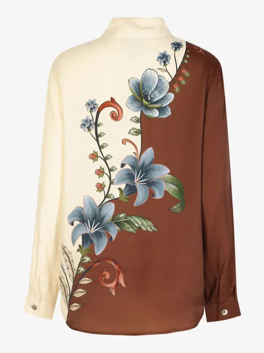 Long Sleeve Women's Silky Floral Shirt
